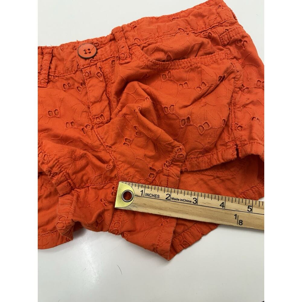 Aeropostale Womens Shorts Size 0 Orange Floral Eyelet Lace - Picture 8 of 9
